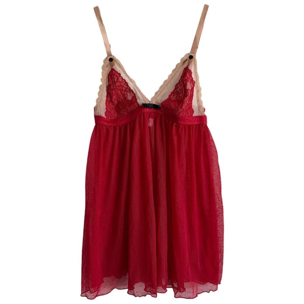 Cosmopolitan Red Swiss Dot Mesh Babydoll Lingerie Chemise Coquette Dress Sz S/5